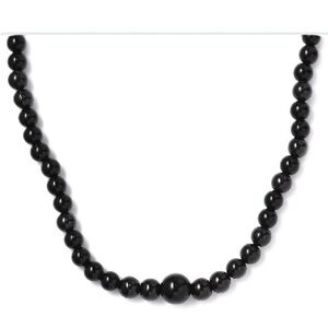 Black spinel, black obsidian, black agate necklace in stainless steel